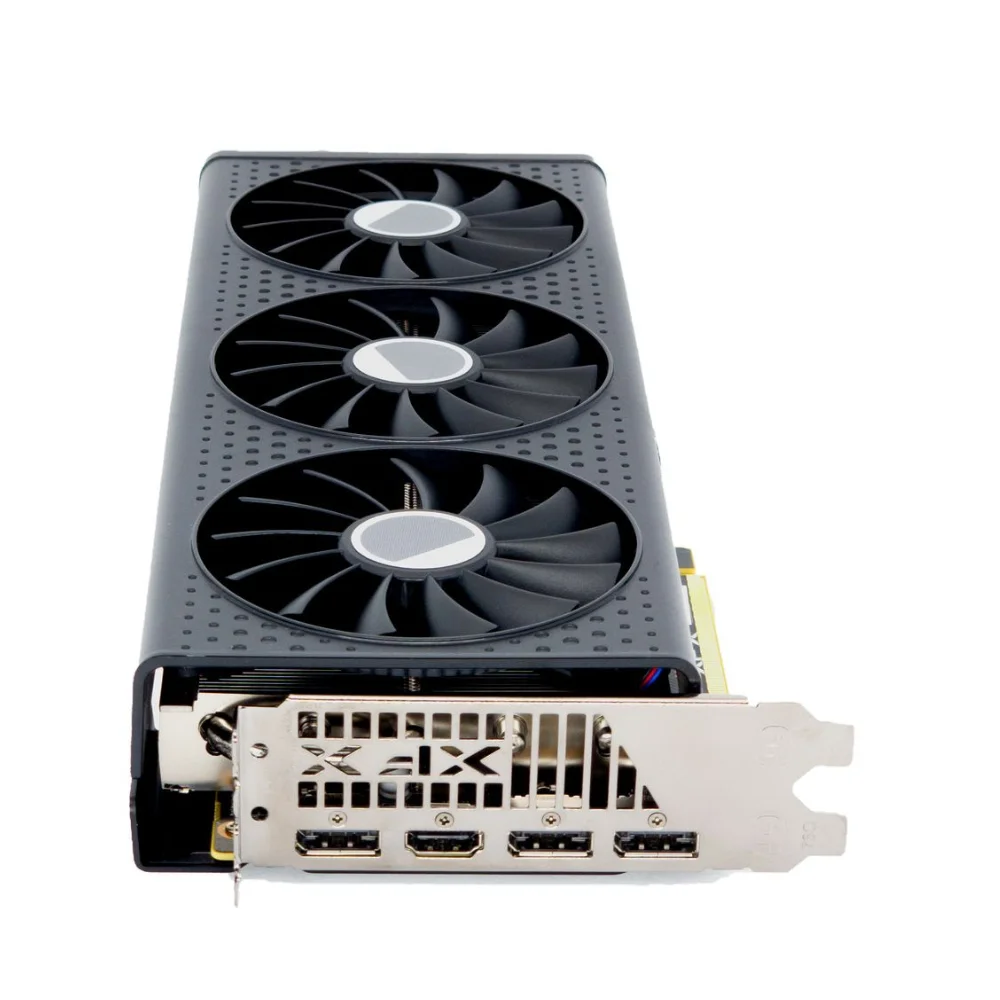 XFX SPEEDSTER QICK 309 AMD Radeon RX 7600 XT 16GB – Trojventilátorová čierna grafická karta s pohľadom na zadný panel výstupov XFX SPEEDSTER QICK 309 AMD Radeon RX 7600 XT 16GB – Trojventilátorová čierna grafická karta s pohľadom na zadný panel výstupov