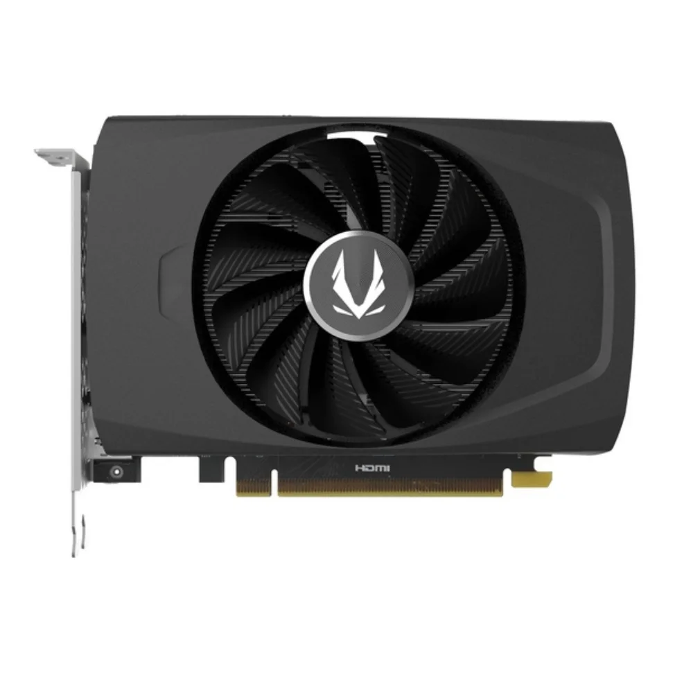 ZOTAC GAMING GeForce RTX 4060 8GB SOLO – Predný pohľad na kartu s jedným ventilátorom ZOTAC GAMING GeForce RTX 4060 8GB SOLO – Predný pohľad na kartu s jedným ventilátorom