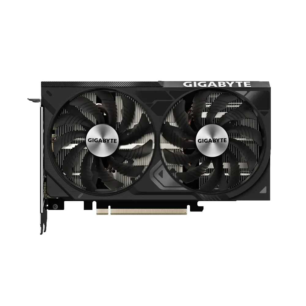 GIGABYTE GeForce RTX 4070 WINDFORCE 2X OC 12G – Predný pohľad na kartu a jej chladenie GIGABYTE GeForce RTX 4070 WINDFORCE 2X OC 12G - Predný pohľad na kartu a jej chladenie