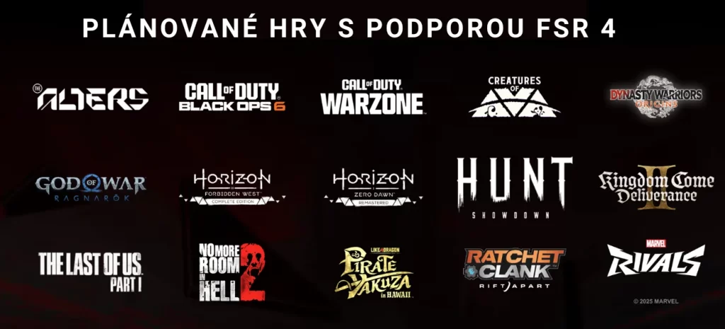 Plánované hry s podporou FSR 4 od AMD