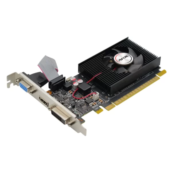 AFOX GeForce GT 730 4GB – Šikmý pohľad na konektory a PCB