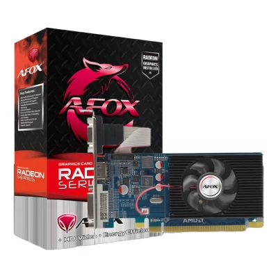 AFOX ATI Radeon R5 230 1 GB – Grafická karta s jedným ventilátorom a pasívnym chladičom, pohľad zľava