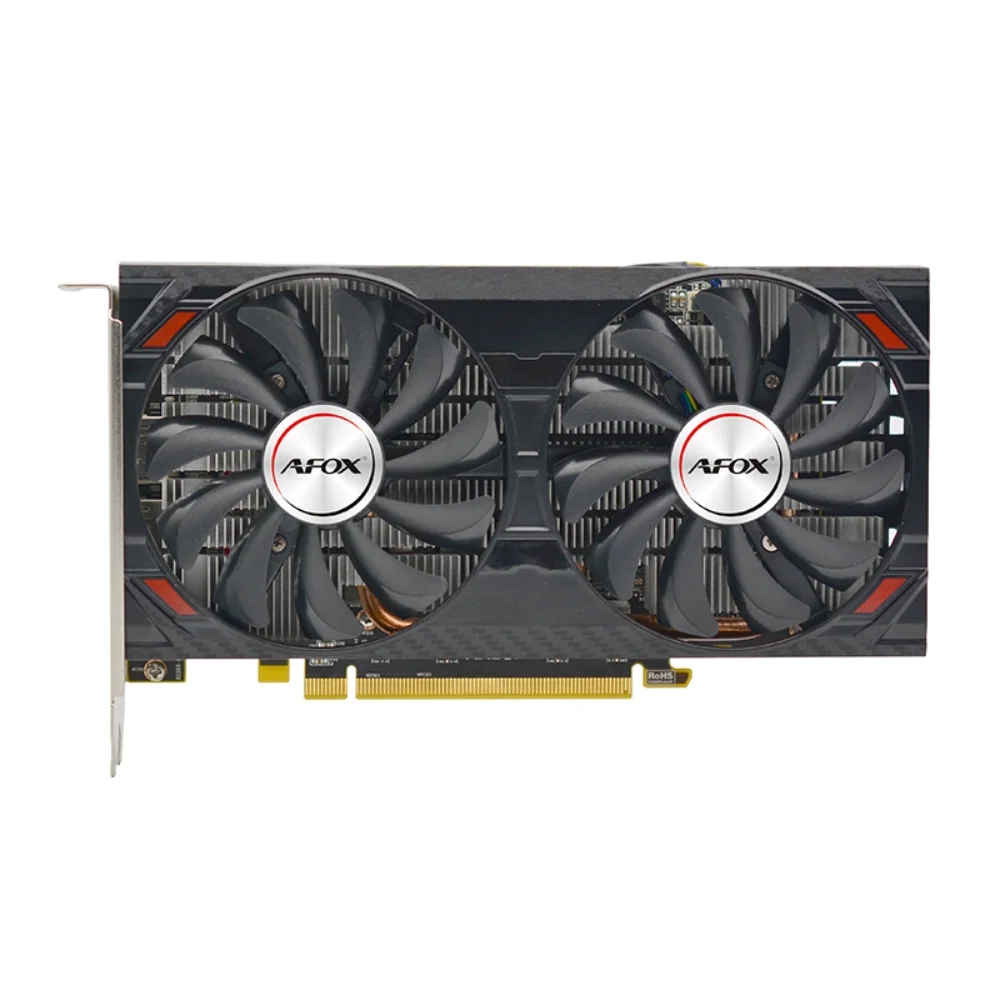 AFOX Radeon RX 5500 XT 8GB – predný pohľad na kartu s ventilátormi AFOX Radeon RX 5500 XT 8GB – predný pohľad na kartu s ventilátormi