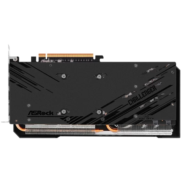 ASRock AMD Radeon RX 7700 XT Challenger 12GB OC – Zadná strana karty s čiernym backplate