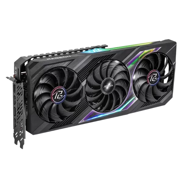 ASRock AMD Radeon RX 7800 XT Phantom Gaming 16GB OC – Grafická karta z bočného pohľadu so zreteľným chladením