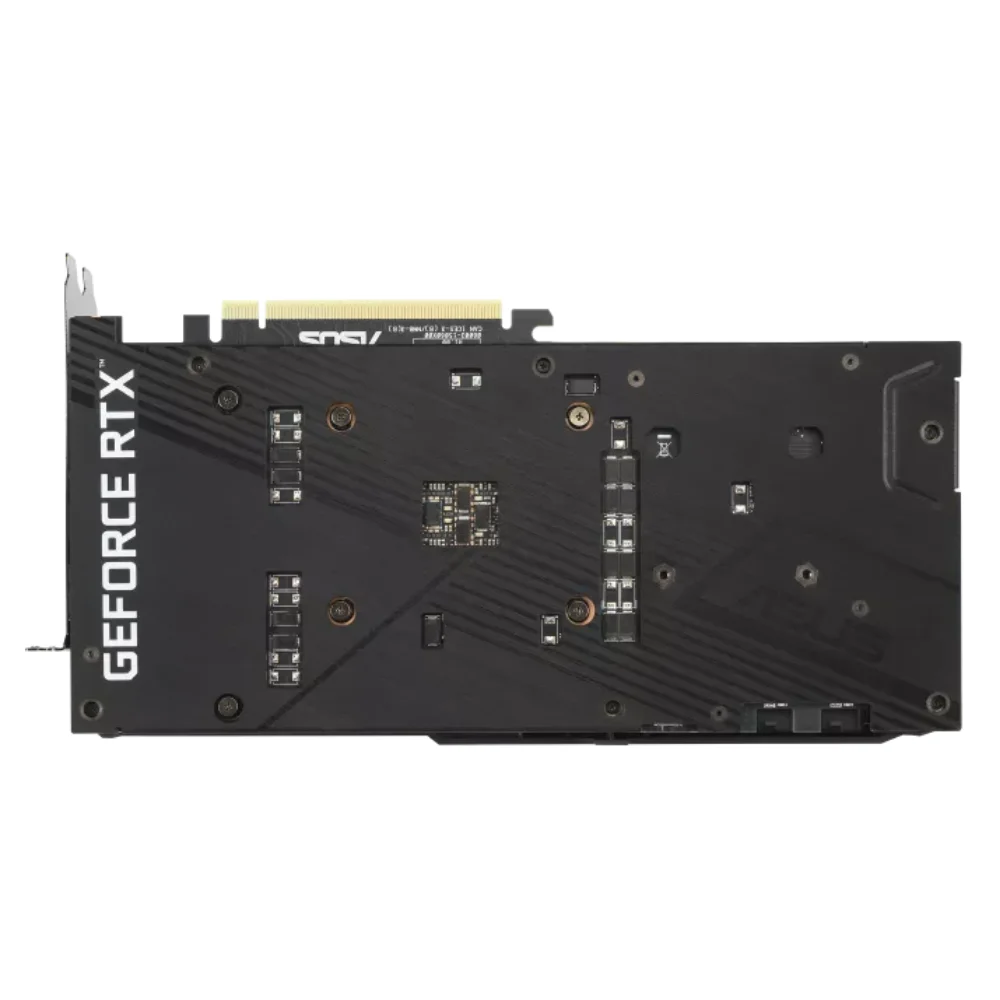 ASUS Dual GeForce RTX 3070 V2 OC 8GB – pohľad zozadu s detailmi obvodov ASUS Dual GeForce RTX 3070 V2 OC 8GB – pohľad zozadu s detailmi obvodov