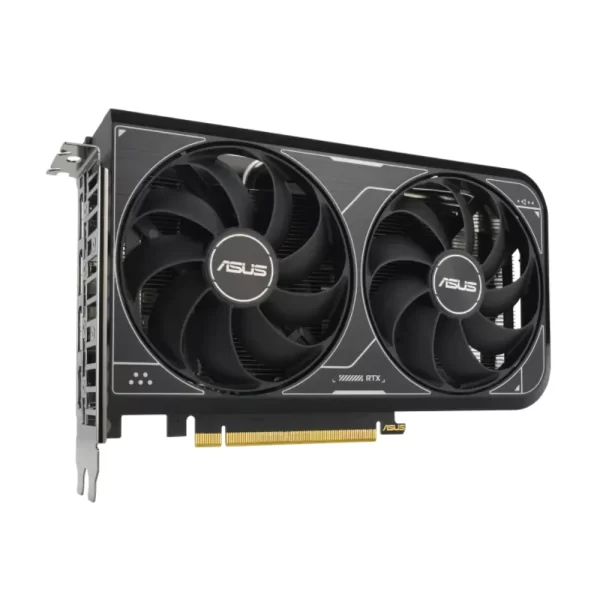 ASUS Dual GeForce RTX 4060 V2 OC Edition 8GB– Predný pohľad na dvojventilátorové chladenie karty