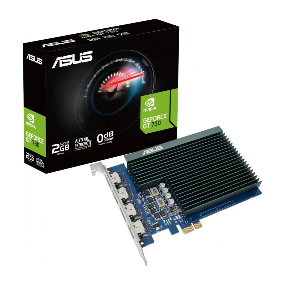 ASUS GeForce GT 730 2 GB – Balenie grafickej karty s pasívnym chladením ASUS GeForce GT 730 2 GB – Balenie grafickej karty s pasívnym chladením
