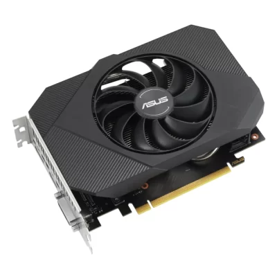 ASUS Phoenix GeForce RTX 3050 V2 8GB GDDR6 – Pohľad zhora na kompaktnú grafickú kartu s jedným ventilátorom
