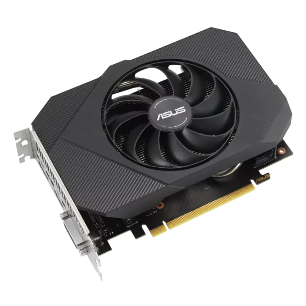 ASUS Phoenix GeForce RTX 3050 V2 8GB GDDR6 – Pohľad zhora na kompaktnú grafickú kartu s jedným ventilátorom ASUS Phoenix GeForce RTX 3050 V2 8GB GDDR6 – Pohľad zhora na kompaktnú grafickú kartu s jedným ventilátorom