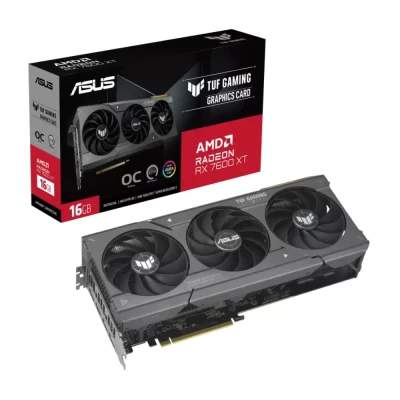 ASUS TUF Gaming Radeon RX 7600 XT OC Edition 16GB GDDR6 – Balenie a grafická karta s trojventilátorovým chladičom