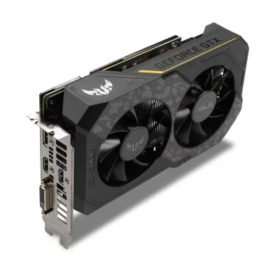 ASUS TUF Gaming GeForce GTX 1660 Ti EVO 6GB – bočný pohľad na kartu s logom TUF a viditeľným chladičom