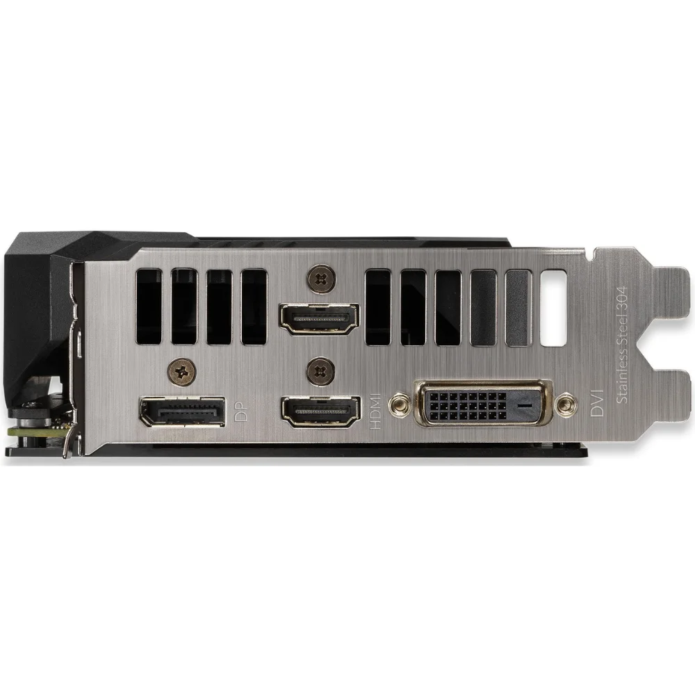 ASUS TUF Gaming GeForce GTX 1660 Ti EVO 6GB – zadný panel s výstupmi HDMI, DisplayPort a DVI ASUS TUF Gaming GeForce GTX 1660 Ti EVO 6GB – zadný panel s výstupmi HDMI, DisplayPort a DVI