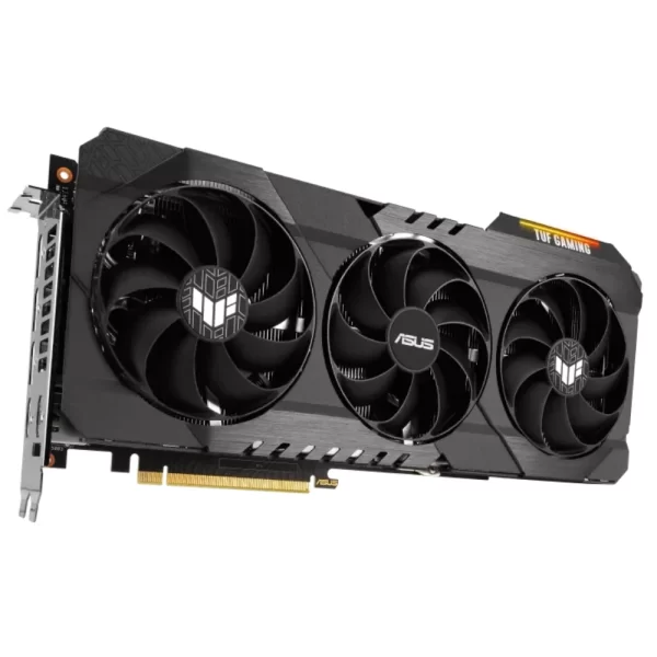 ASUS TUF Gaming GeForce RTX 3070 Ti OC Edition 8GB – Predná strana grafickej karty s troma ventilátormi