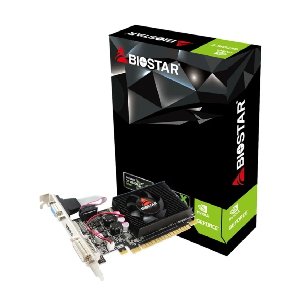 Biostar GeForce GT610 2GB – Balenie grafickej karty s čiernou krabicou a kompaktnou kartou Biostar GeForce GT610 2GB – Balenie grafickej karty s čiernou krabicou a kompaktnou kartou