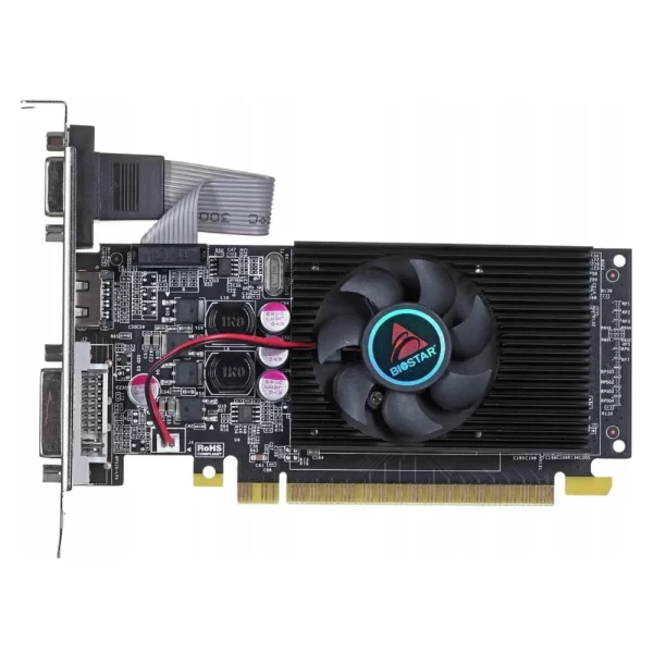 Biostar GeForce GT610 2GB – Pohľad zhora na kartu s chladičom s ventilátorom