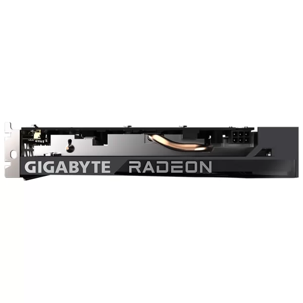 GIGABYTE Radeon RX 6500 XT EAGLE 4G – Bočný pohľad na chladič a branding Radeon