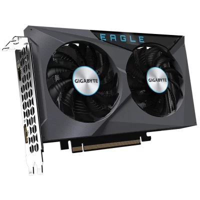 GIGABYTE Radeon RX 6500 XT EAGLE 4G – Záber na prednú stranu chladiča s logom EAGLE
