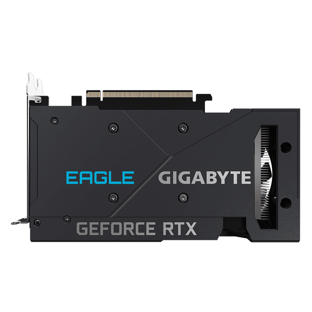 Gigabyte GeForce RTX 3050 EAGLE OC 8G – Zobrazenie kovového backplatu Gigabyte GeForce RTX 3050 EAGLE OC 8G – Zobrazenie kovového backplatu