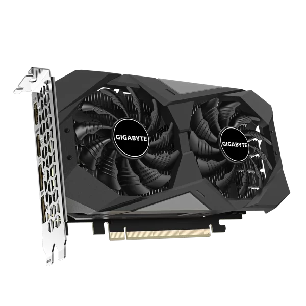 GIGABYTE GeForce RTX 3050 WINDFORCE OC V2 6G - Šikmý pohľad na grafickú kartu