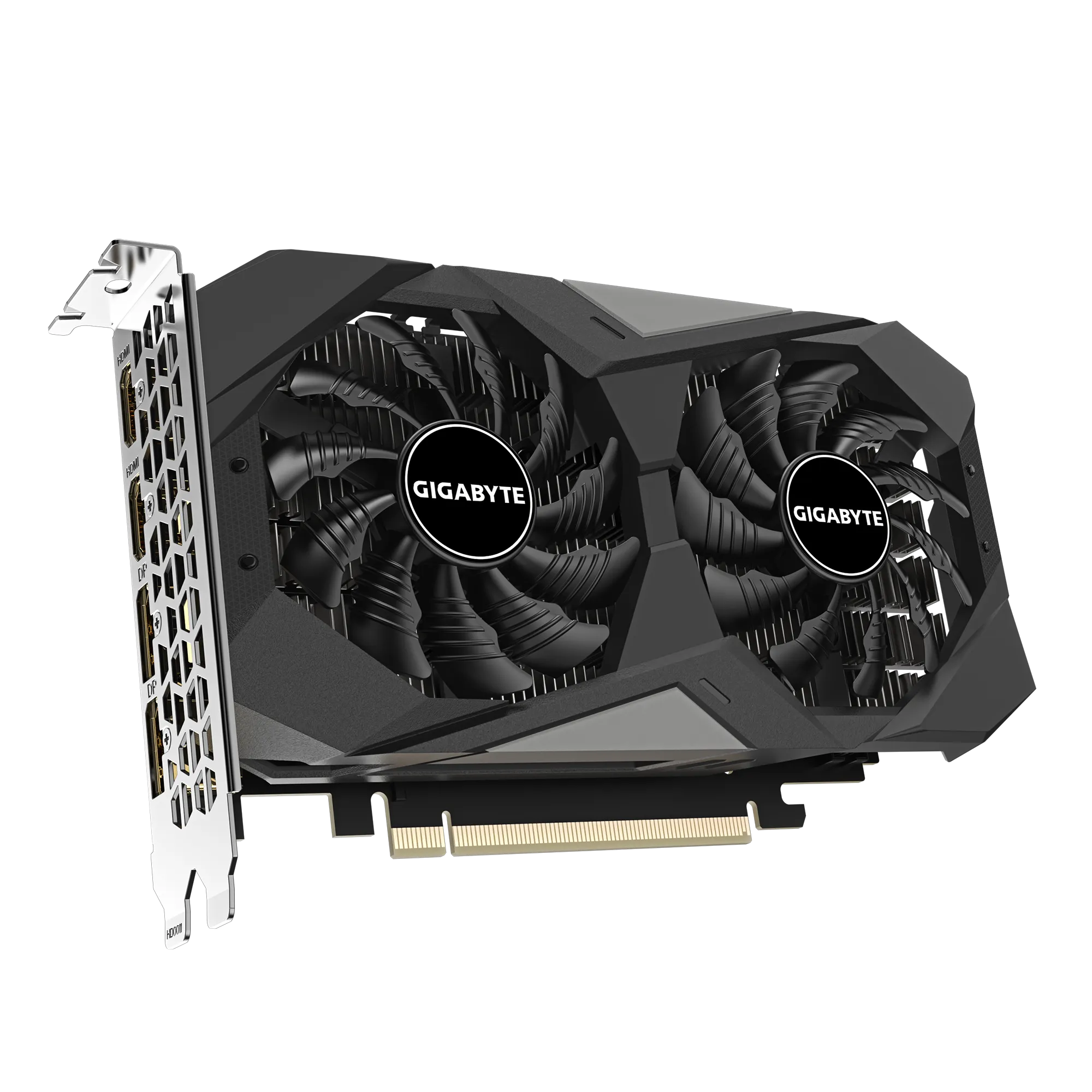 GIGABYTE GeForce RTX 3050 WINDFORCE OC V2 6G – Šikmý pohľad na grafickú kartu GIGABYTE GeForce RTX 3050 WINDFORCE OC V2 6G - Šikmý pohľad na grafickú kartu