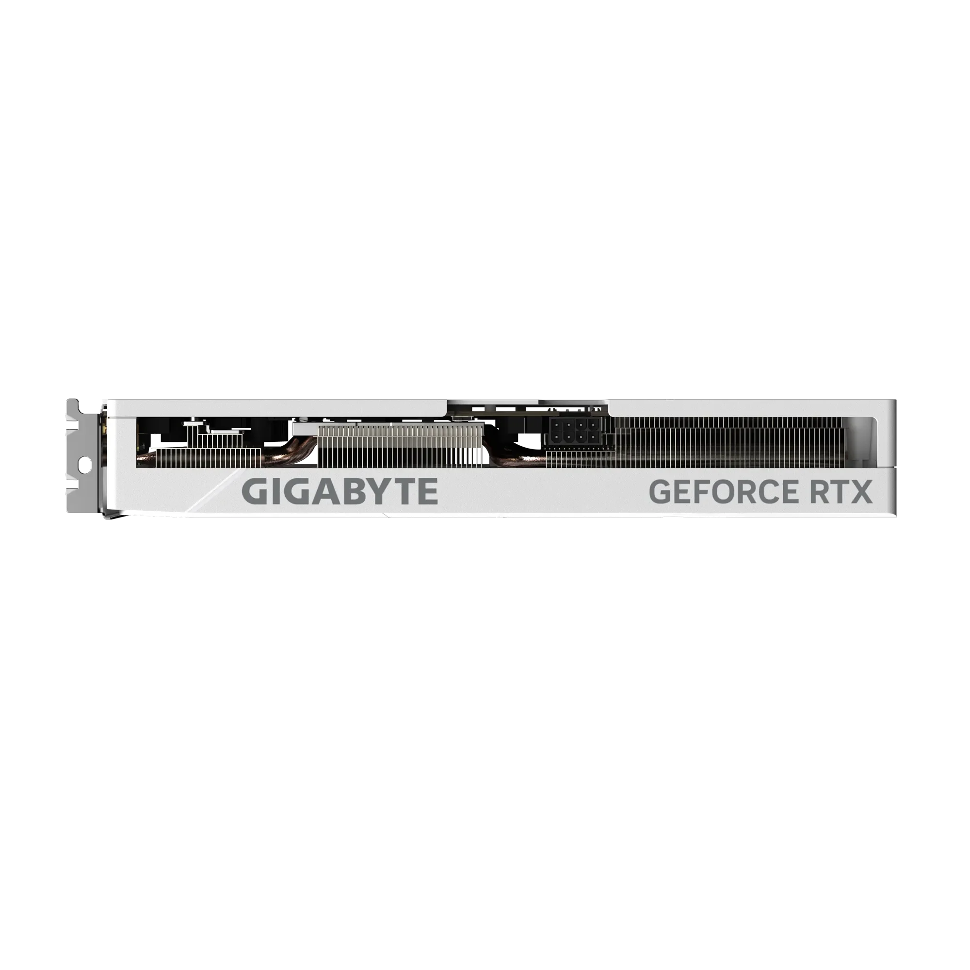 Gigabyte GeForce RTX 4060 Ti EAGLE OC ICE 8G – Bočný pohľad na kartu Gigabyte GeForce RTX 4060 Ti EAGLE OC ICE 8G – Bočný pohľad na kartu