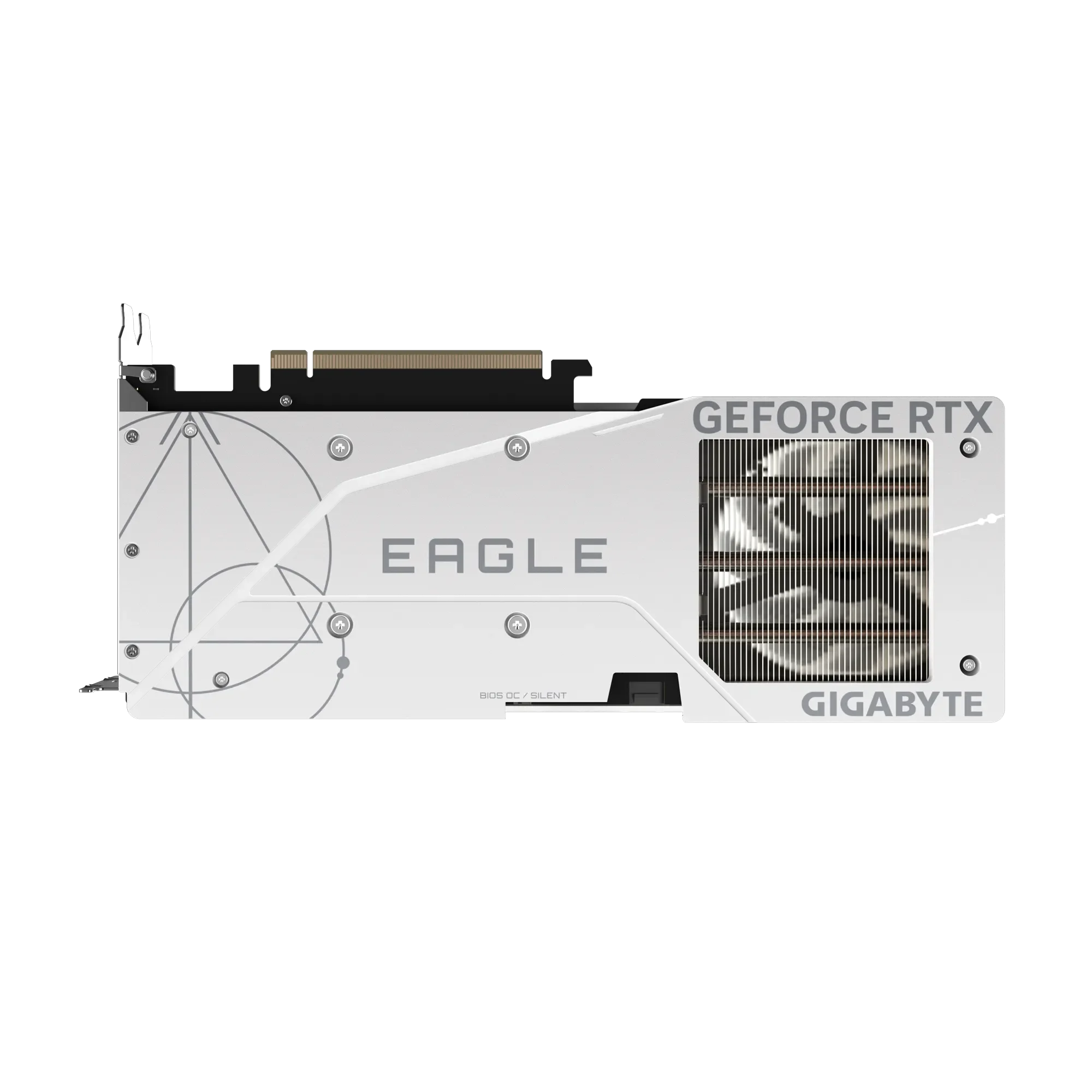 Gigabyte GeForce RTX 4060 Ti EAGLE OC ICE 8G – Zadná strana karty Gigabyte GeForce RTX 4060 Ti EAGLE OC ICE 8G – Zadná strana karty