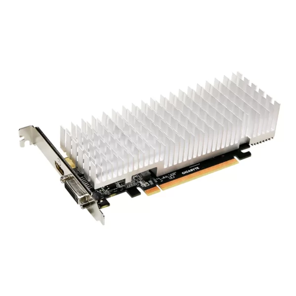 Gigabyte GT 1030 Silent Low Profile 2G – Grafická karta z bočného pohľadu s pasívnym chladičom