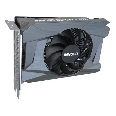 INNO3D GeForce RTX 4060 COMPACT 8GB – Pohľad na kompaktnú kartu s jedným ventilátorom zboku