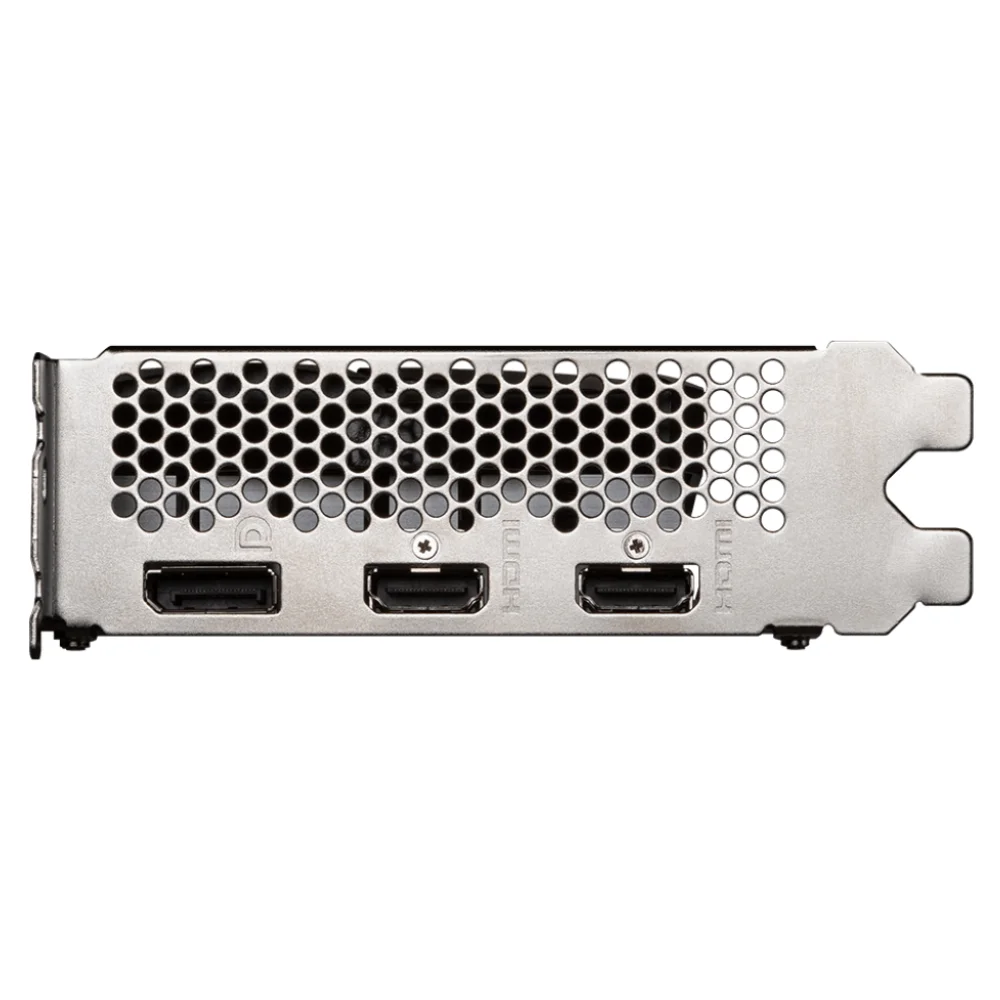 MSI GeForce RTX 3050 VENTUS 2X E 6G OC – Zadný panel s tromi výstupmi: DisplayPort a dva HDMI konektory MSI GeForce RTX 3050 VENTUS 2X E 6G OC – Zadný panel s tromi výstupmi: DisplayPort a dva HDMI konektory