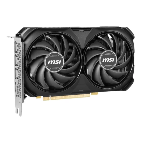 MSI GeForce RTX 4060 Ti VENTUS 2X BLACK 8G OC – Pohľad spredu na grafickú kartu s dvoma ventilátormi