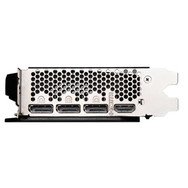 MSI GeForce RTX 4060 Ti VENTUS 2X BLACK 8G OC – Detailný pohľad na výstupy DisplayPort a HDMI na zadnom paneli