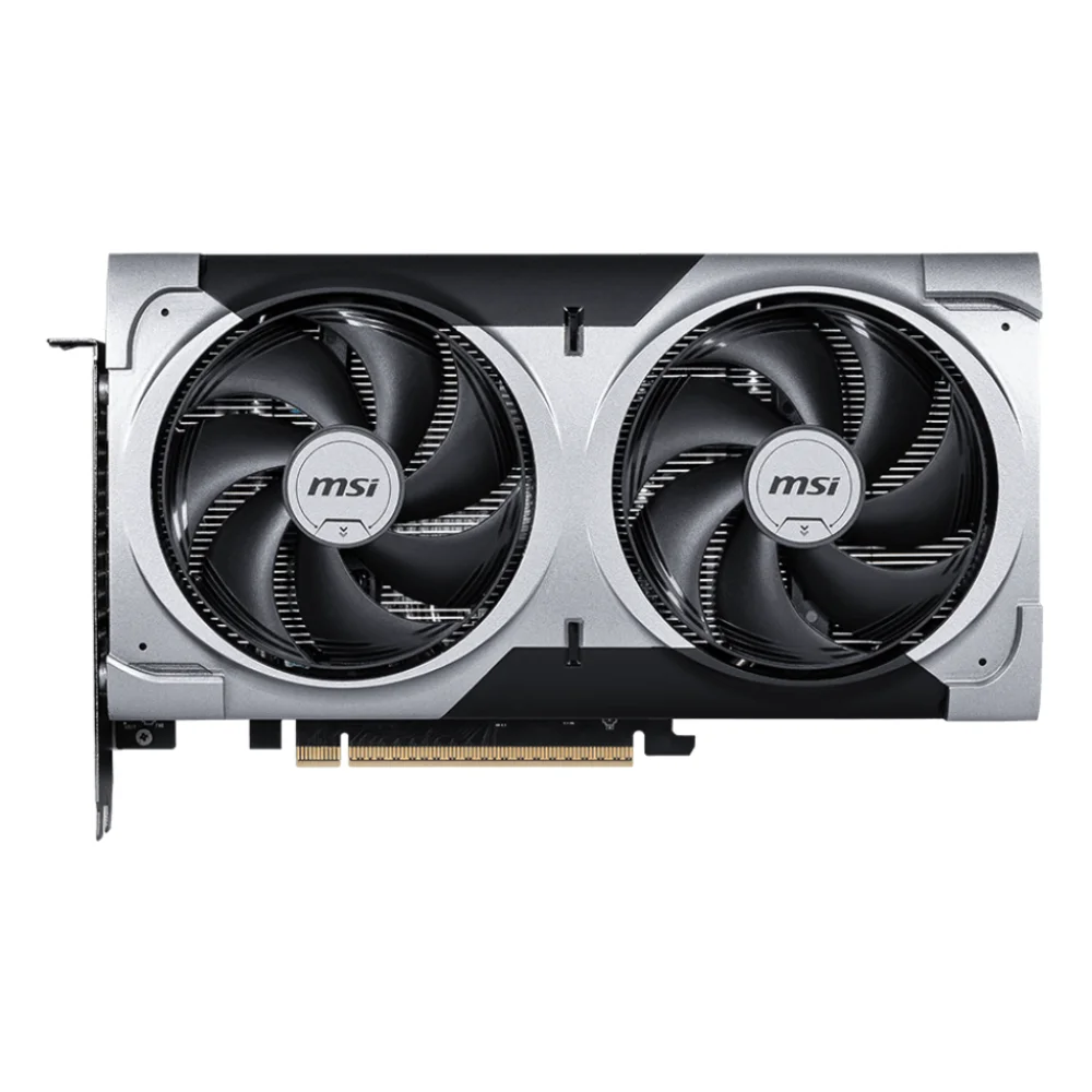 MSI GeForce RTX 5060 Ti 16G VENTUS 2X OC PLUS – Predný pohľad na grafickú kartu s dvoma ventilátormi MSI GeForce RTX 5060 Ti 16G VENTUS 2X OC PLUS - Predný pohľad na grafickú kartu s dvoma ventilátormi