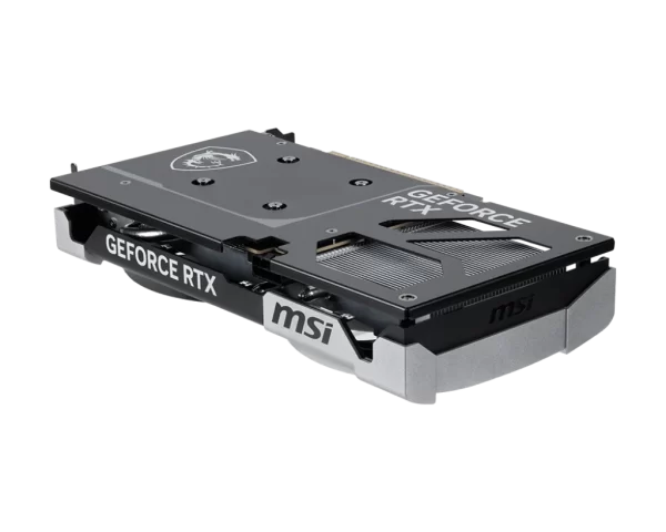 MSI GeForce RTX 5060 Ti 16G VENTUS 2X OC PLUS - Šikmý pohľad na backplate grafickej karty