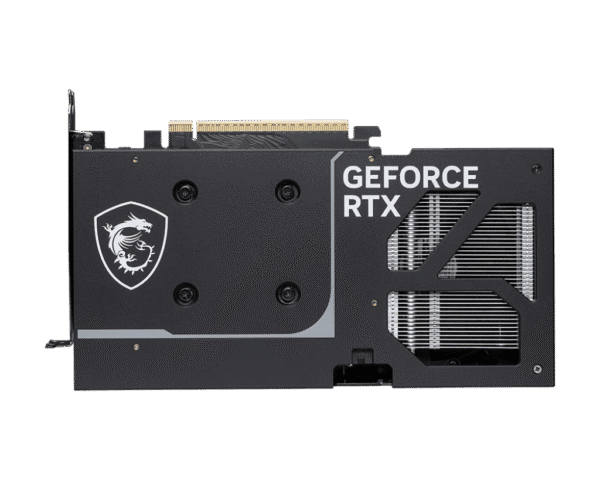 MSI GeForce RTX 5060 Ti 8G VENTUS 2X OC PLUS – Zadná strana karty s logom draka a nápisom GeForce RTX