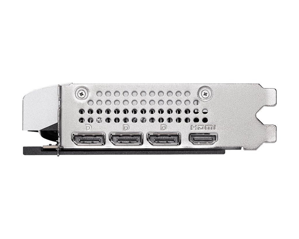 msi-geforce-rtx-5060-ti-8g-ventus-2x-oc-plus-zadny-panel MSI GeForce RTX 5060 Ti 8G VENTUS 2X OC PLUS – Zadný panel grafickej karty s výstupmi DisplayPort a HDMI