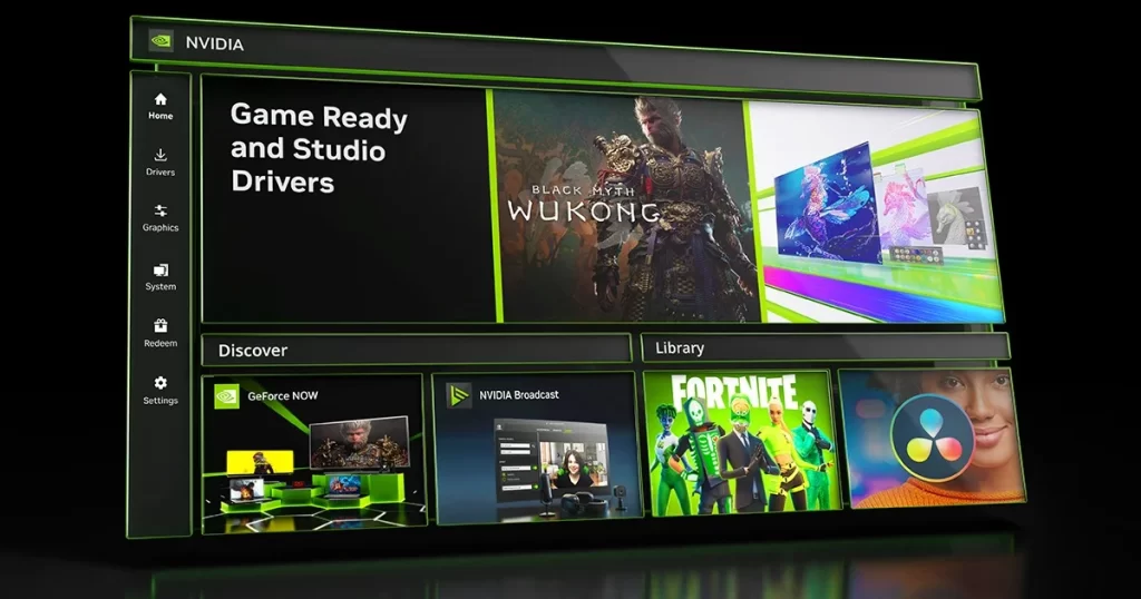 NVIDIA APP s ponukou ovládačov Game Ready a Studio Drivers.
