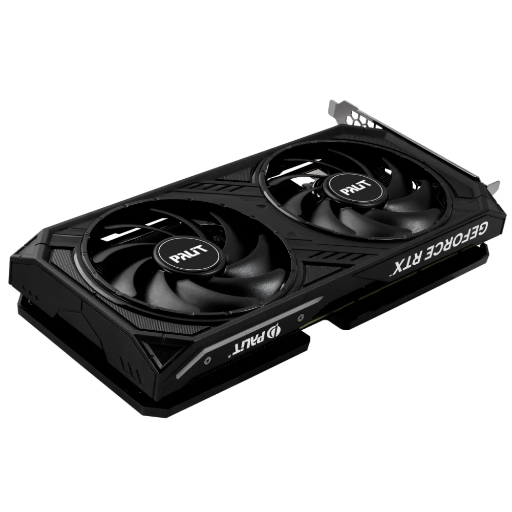 Palit GeForce RTX 4060 Ti Dual 8GB – pohľad na celú kartu s dvoma ventilátormi Palit GeForce RTX 4060 Ti Dual 8GB – pohľad na celú kartu s dvoma ventilátormi