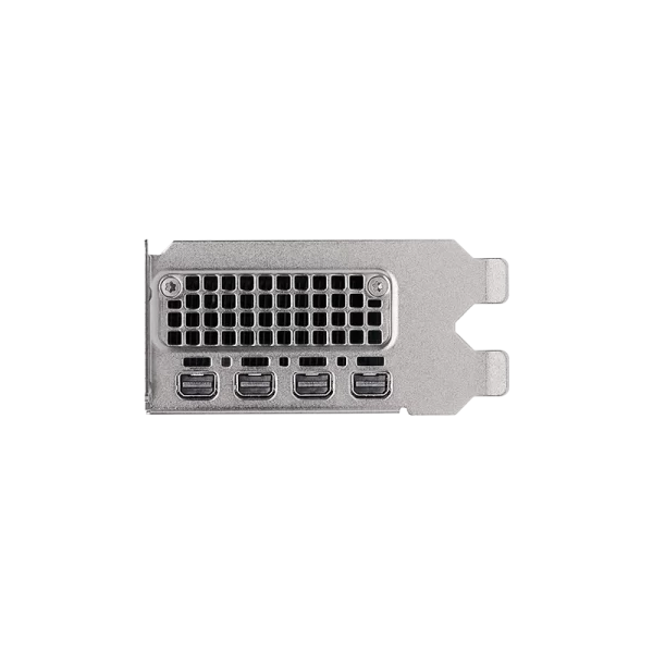PNY NVIDIA RTX A2000 12GB – Detail zadného panelu grafickej karty so štyrmi výstupmi mini DisplayPort