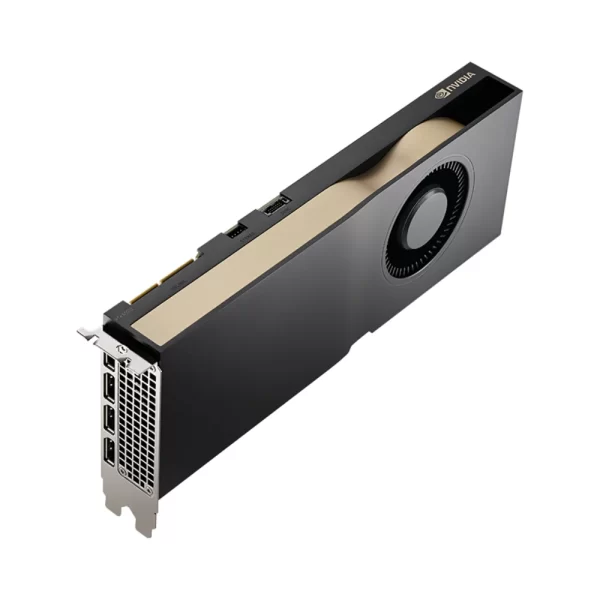 PNY Nvidia RTX A5000 24 GB – Pohľad zhora na profesionálnu GPU s detailom na prívod napájanie