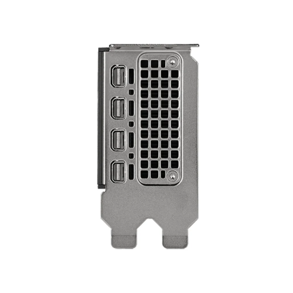 PNY NVIDIA RTX 4000 SFF Ada Generation 20GB – Detail výstupného panelu so štyrmi Mini DisplayPort konektormi PNY NVIDIA RTX 4000 SFF Ada Generation 20GB – Detail výstupného panelu so štyrmi Mini DisplayPort konektormi