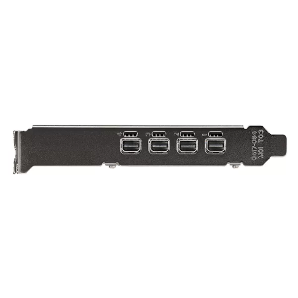 PNY Nvidia T1000 8GB – Detailný pohľad na I/O záslepku so štyrmi mini DisplayPort výstupmi