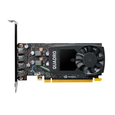 PNY NVIDIA Quadro P1000 V2 4GB – Pohľad na grafickú kartu z boku so zreteľným chladením a komponentmi
