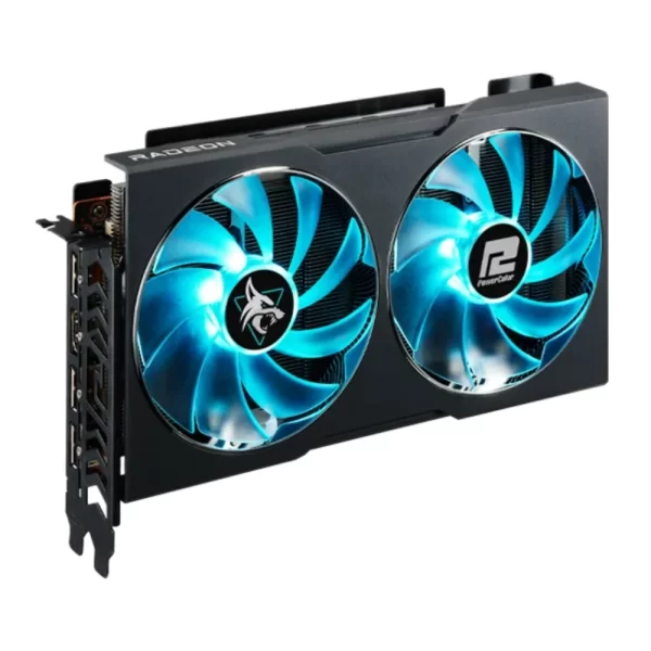 Powercolor Hellhound AMD Radeon RX 7600 8GB GDDR6 – Grafická karta s dvoma modro podsvietenými ventilátormi