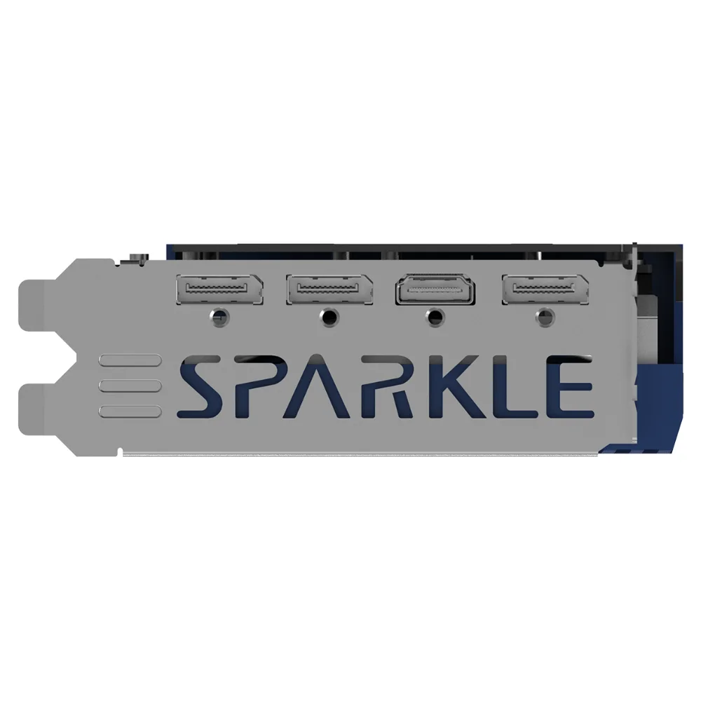 SPARKLE Intel Arc A750 ORC OC Edition 8GB – výstupný panel s tromi DisplayPortmi a jedným HDMI portom SPARKLE Intel Arc A750 ORC OC Edition 8GB – výstupný panel s tromi DisplayPortmi a jedným HDMI portom