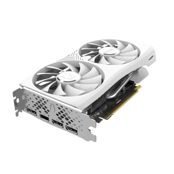 ZOTAC GAMING GeForce RTX 4060 8GB Twin Edge OC White Edition – Grafická karta z predného pohľadu
