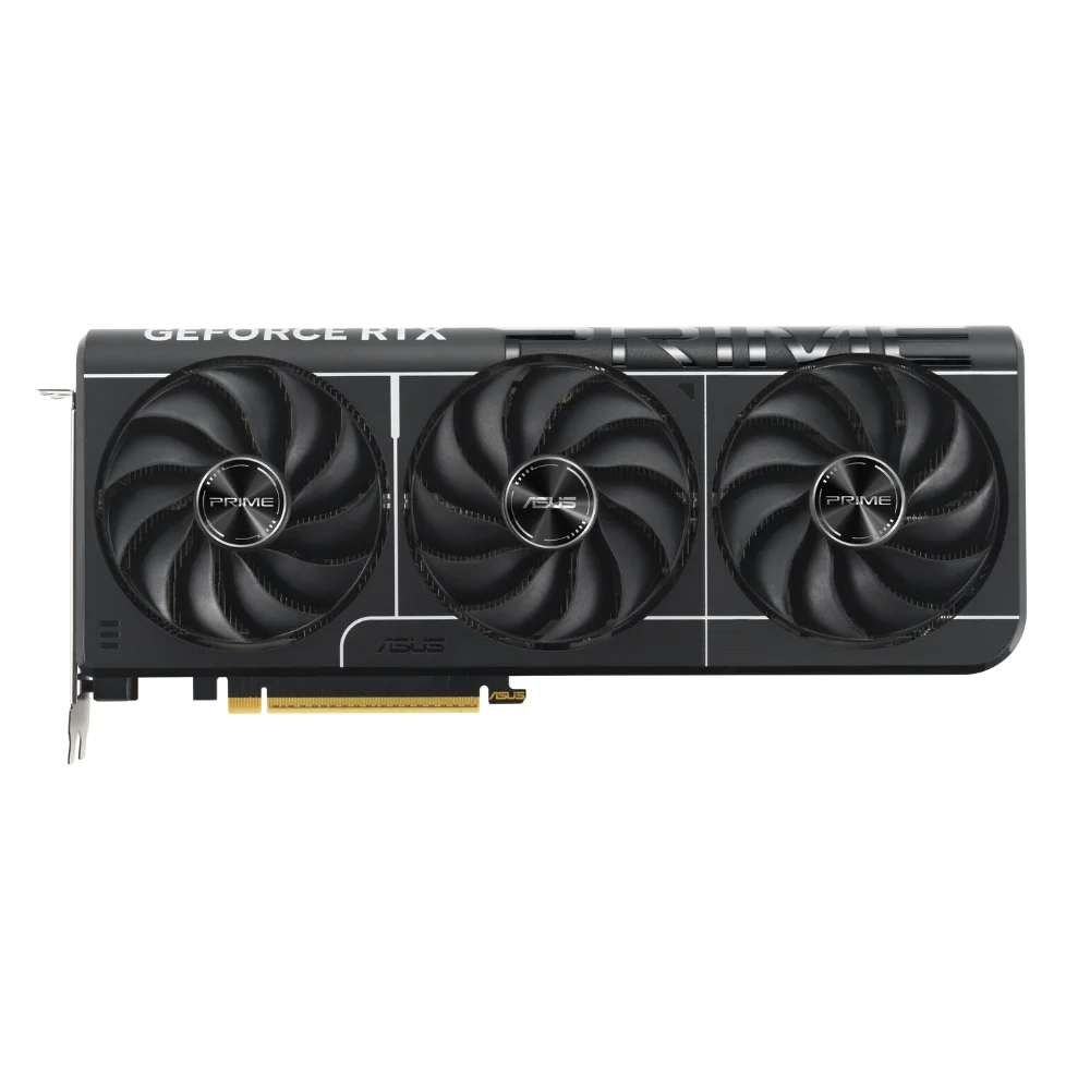 ASUS PRIME GeForce RTX 5080 16GB GDDR7 OC Edition – Predná strana grafickej karty spolu s ventilátormi ASUS PRIME GeForce RTX 5080 16GB GDDR7 OC Edition - Predná strana grafickej karty spolu s ventilátormi