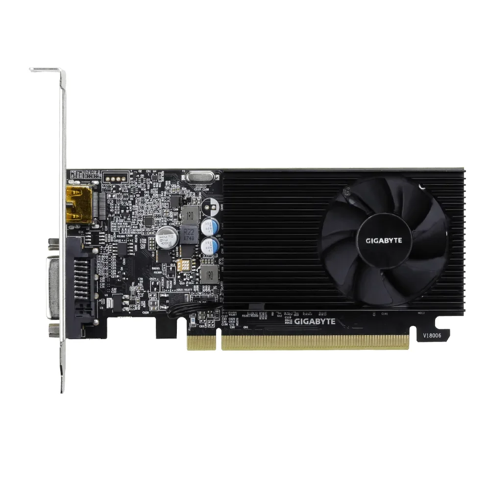 GIGABYTE GT 1030 Low Profile D4 2G- Predný detailný pohľad na katu a jej chladenie GIGABYTE GT 1030 Low Profile D4 2G- Predný detailný pohľad na katu a jej chladenie