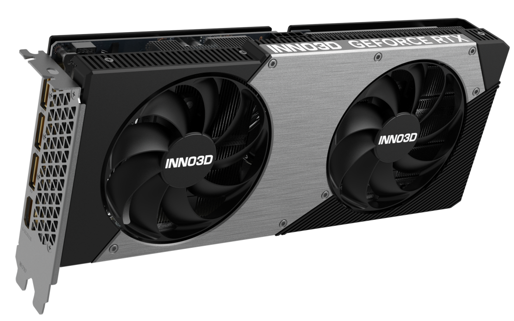 Predný pohľad na INNO3D GeForce RTX 5060 Ti 8GB TWIN X2