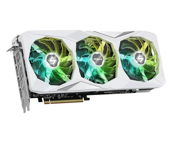 ASRock AMD Radeon RX 7800 XT Steel Legend 16GB OC – Predná strana grafickej karty s ventilátormi